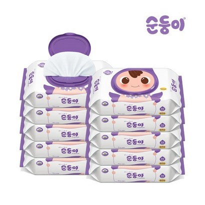 순둥이 프리미엄 엠보싱 물티슈 캡형
