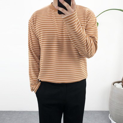 엠클로 남자 오버핏 6컬러 구김방지 링클프리 분또 스판 스트라이프 라운드 긴팔티셔츠 리뷰후기