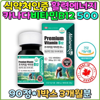 캐나다직수입 90일분 건강기능식품 알약 정타입 목넘김 엽산 엽산대사 비타민B12 타블렛피로회복제 활력회복 기력회복 에너지 피로회복 건강식품 영양제추천 수험생 직장인 주부 티아민 남자경년기 대용량