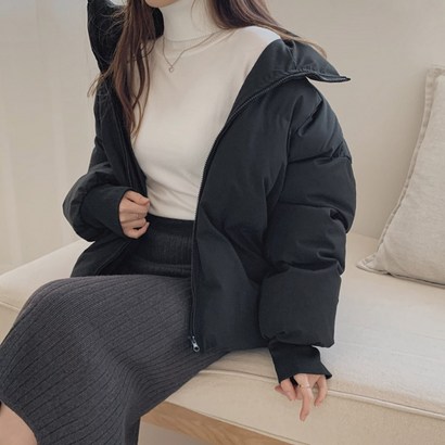 BANC# 하이퀄리티 오버핏 웰론 하이넥 숏패딩