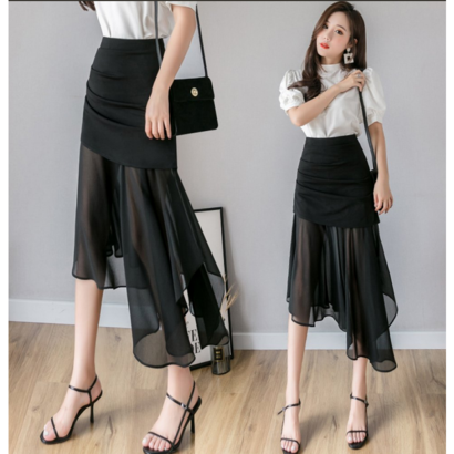 SAARA 롱스커트 랩스커트 쉬폰스커트 롱치마 치마 13A548
