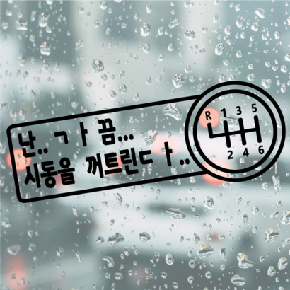 꾸뤼네스타일 차량용 수동스티커 수동기어 스틱 경사로 밀림주의
