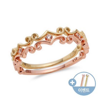 18K 웨이브 원포인트 큐빅 반지