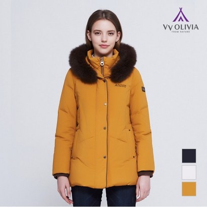 올리비아로렌 페미닌 슬림핏 중기장 덕다운 패딩 VVCKDVWA211
