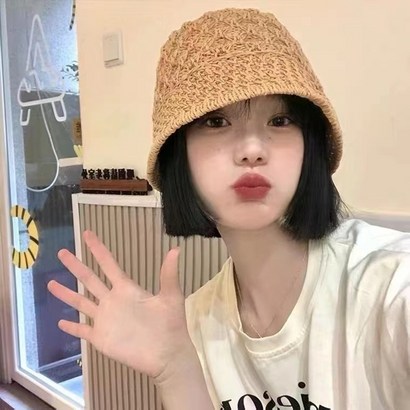 느와드코코 라피아 손뜨개 짜임 여름 라탄 밀짚 버킷햇 여성모자