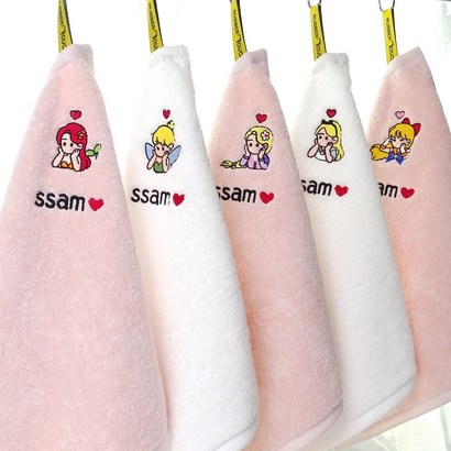 어린이집 40수 코마사고리 핸드타올 1매 아이이름 자수무료 고리수건