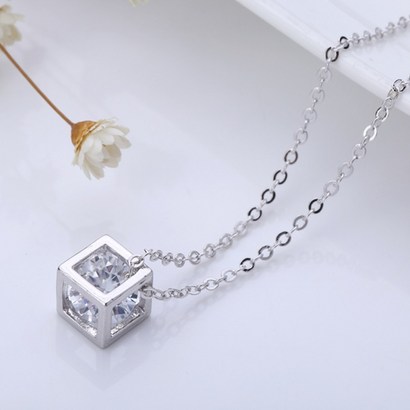 제니블링 925 SIVER 큐브 여성 실버 목걸이 패션목걸이 데일리