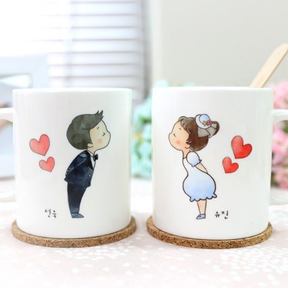 핸드토리 커플츄츄 웨딩커플 머그컵