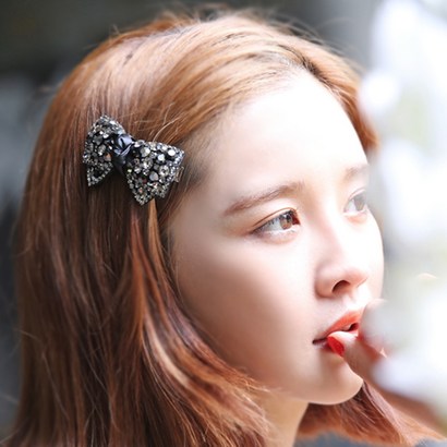 미스21 리본사랑 헤어핀 머리핀 스와로브스키 스톤 여성 여자 성인 머리삔 포인트 데일리 해어핀