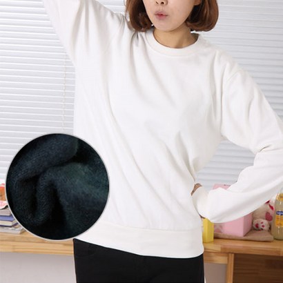 미소어패럴 특양면 기모맨투맨 데일리 라운드 긴팔 무지티셔츠 맨투맨