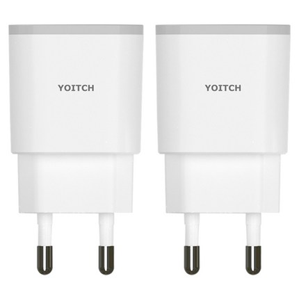 요이치 USB 2포트 아답터 유선멀티충전기 케이블미포함, 화이트, 2개입