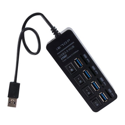 이탑 USB3.0 4포트 USB허브 개별스위치 유전원 U3-25, 블랙