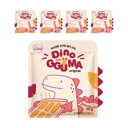 오가닉디노 디노꾸마 고구마 핑거스틱 유아과자 50g, 5개