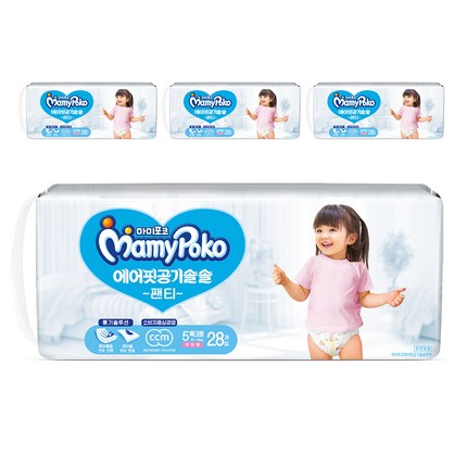 마미포코 에어핏 공기솔솔 팬티형 기저귀 여아용 특대형 5단계(13~18kg), 112매