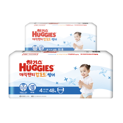 하기스 2021 매직팬티 뉴컴포트 썸머 팬티형 공용 대형 4단계 (10~14kg), 96매