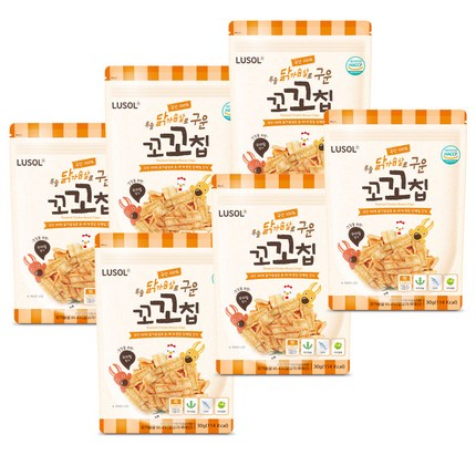 루솔 닭가슴살로 구운 꼬꼬칩 과자 30g, 닭가슴살, 6개