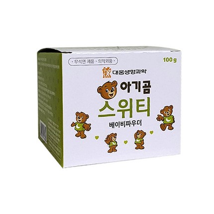 대웅생명과학 아기곰 스위티 베이비파우더 100g 1개 땀띠방지 피부건조 영유아용품