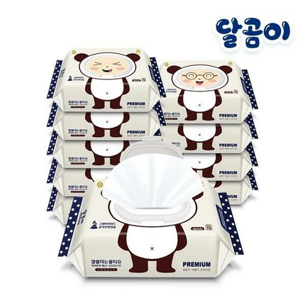 달곰이 아기물티슈 노블레스 10팩 (68gsm 엠보싱 캡)