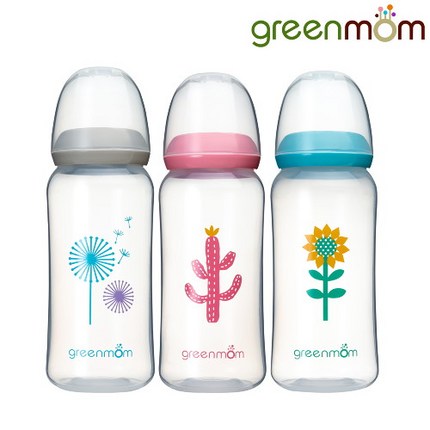 그린맘 트윈팩 / PP 슬림형젖병 240ml 병원조리원젖병호환 노꼭지, PP 240 민들레-2