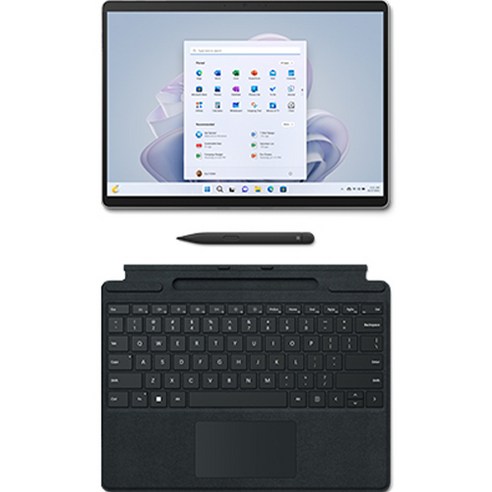 마이크로소프트 2022 서피스 프로9 노트북 13 + 키보드 + 슬림펜 2, 128GB, QCB-00015/8X6-00017, 코어i5, Platinum(노트북), Black(키보드), WIN11 Home, 8GB