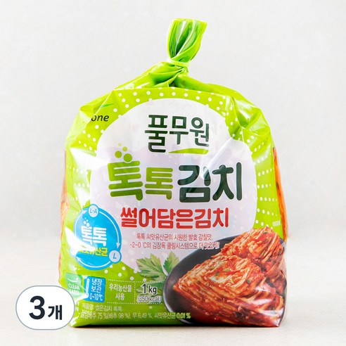 풀무원 톡톡 썰은김치, 1kg, 3개