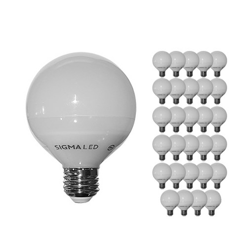 시그마램프 빔볼구 LED 전구 숏타입 8W E26, 주광색, 30개