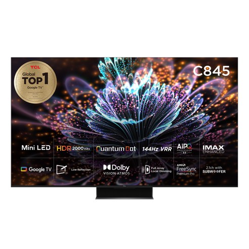 TCL 4K Mini LED 안드로이드11 TV, 140cm(55인치), 55C845, 스탠드형, 방문설치