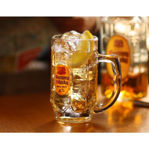 일본정품 하이볼잔 맥주잔, 산토리 375ml, 1개