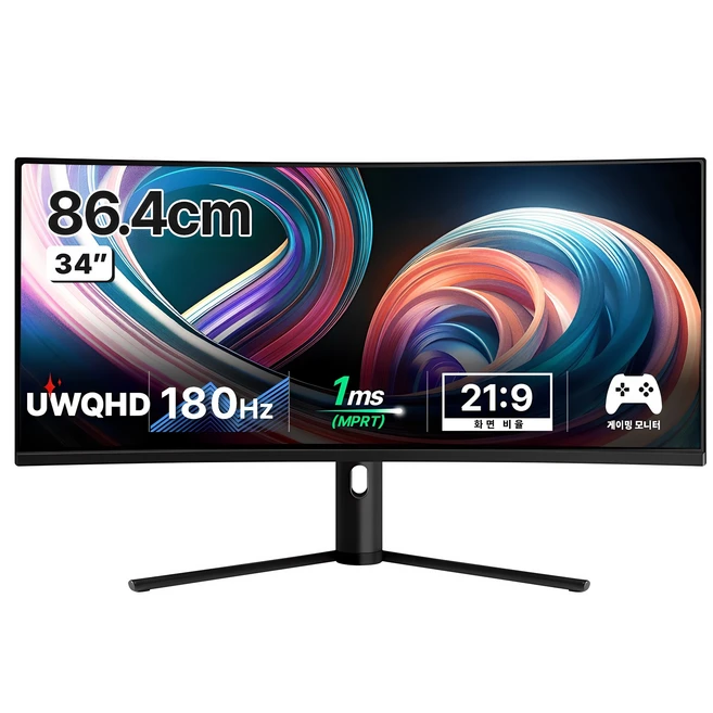 한성컴퓨터 UWQHD 1500R 커브드 리얼 180 울트라와이드 게이밍 모니터, 86.4cm, TFG34Q14W(무결점)