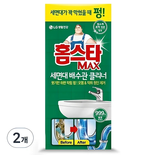 홈스타 맥스 세면대 배수관 클리너, 230ml, 2개