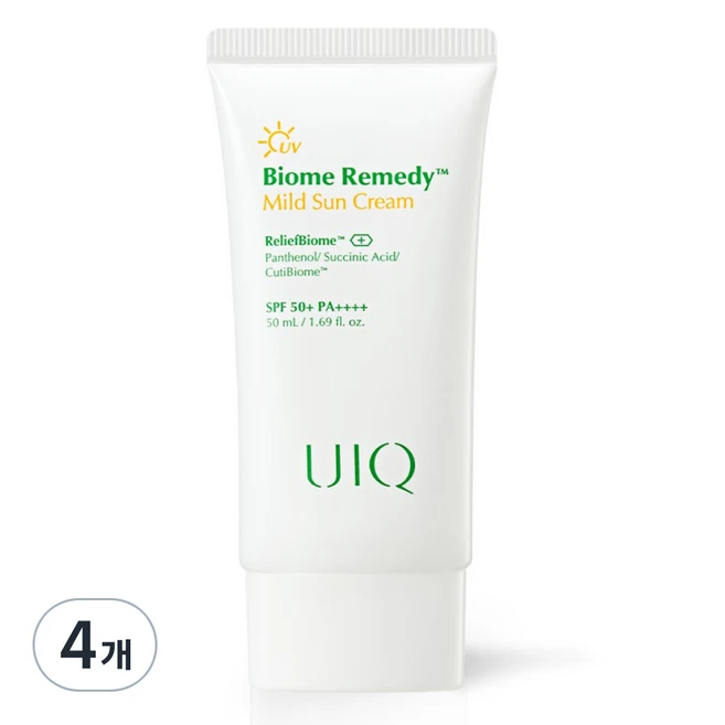 유이크 바이옴 레미디 마일드 선크림 SPF50+ PA++++, 50ml, 4개