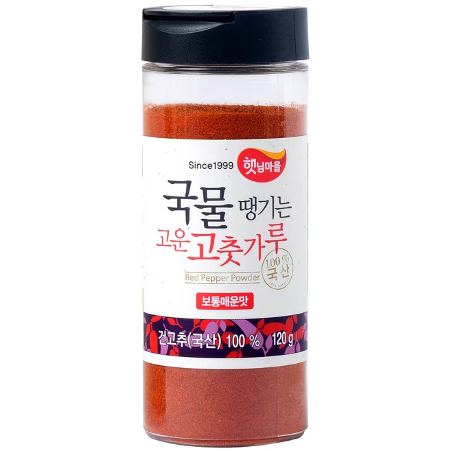 햇님마을 국물땡기는 국산 고운 고춧가루 보통매운맛, 120g, 1개