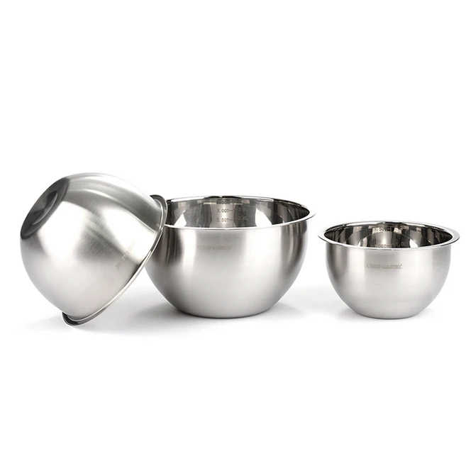 chefmaster 스테인레스 믹싱볼 3종 세트, 믹싱볼 24cm+20cm+18cm, 1세트