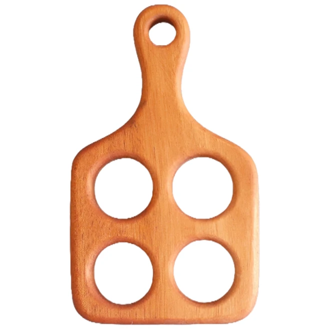 마호가니 우드 에그홀더 4구, 정사각핸들, 1개