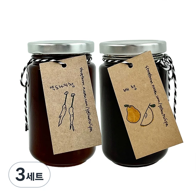 노랑튤립 수제 건강청 선물세트, 약도라지청 250ml + 배청 250ml, 3세트