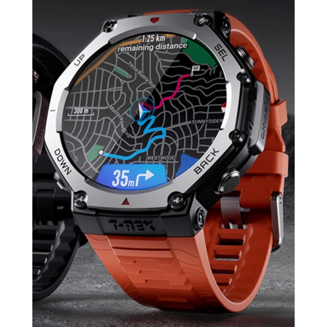 어메이즈핏 스마트워치 T-REX 3, Lava, 3.81cm, GPS + 블루투스