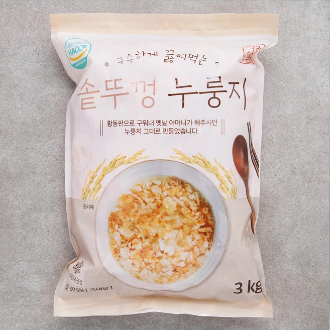 착한상점 구수하게 끓여먹는 솥뚜껑 누룽지, 3kg, 1개