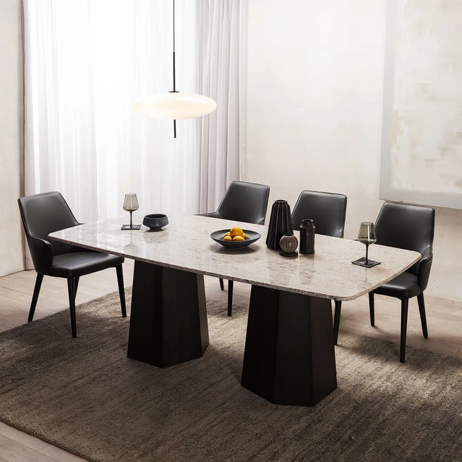 리바트 키에토 페데스탈 칸스톤 식탁 2000 방문설치, 로키마운틴, 2000mm, 6인용