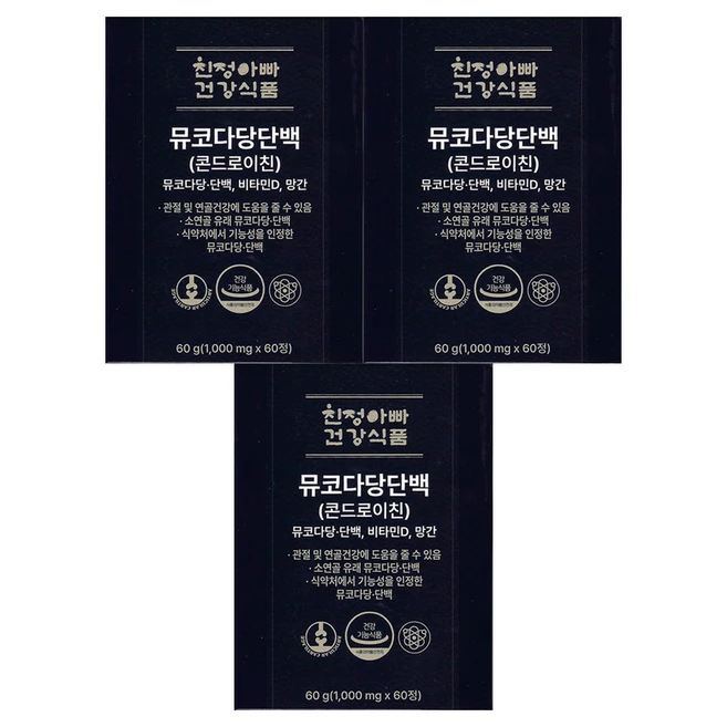 친정아빠건강식품 뮤코다당단백 콘드로이친 1000mg x 60정 3박스, 3개