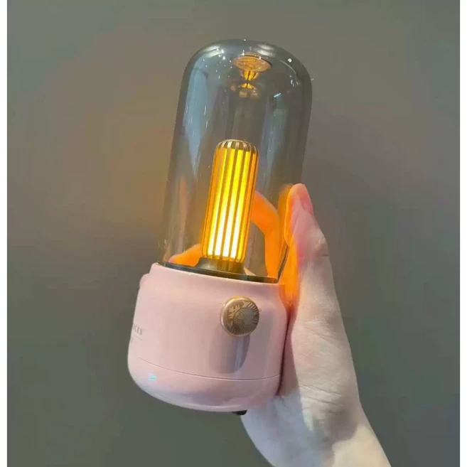 스타벅스 굿즈 로프리 캠핑 감성 램프 USB 충전식 밝기조절, 1개, 핑크