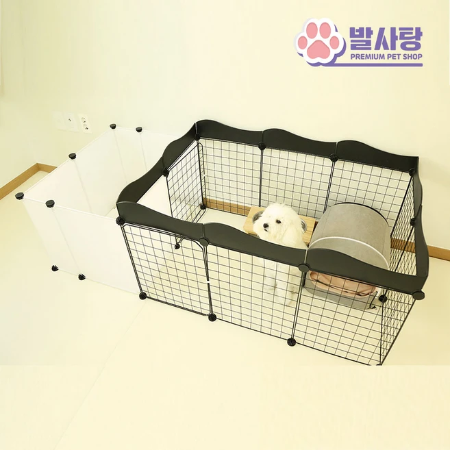 발사탕 강아지 고양이 애견 울타리 펜스, 1. 투명망 8P타입, 화이트, 1개