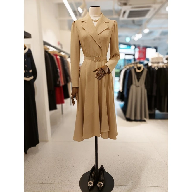 모조에스핀 파주점 카라넥 벨티드 플레어 원피스 S243MSE001 157733 {할인마감임박!!!}, 77, 체크