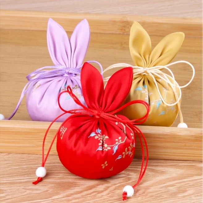 설 새해 토끼 미니 복주머니 복조리 황금색 새뱃돈 용돈 명절 봉투