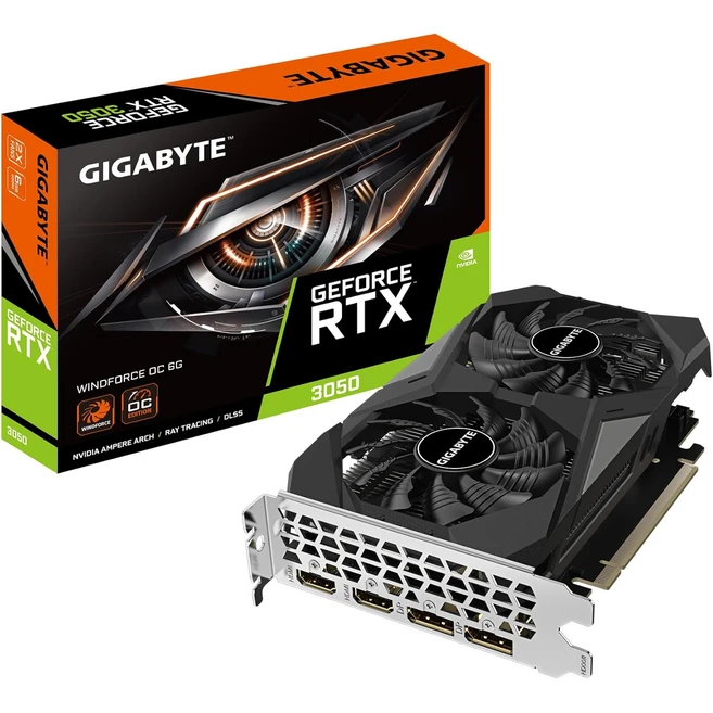 GIGABYTE GeForce RTX 3050 WINDFORCE OC 6G 그래픽 카드 팬 2개 6GB GDDR6 96비트 GV-N3050WF2OC-6GD 비디오, [01] GeForce RTX 3050 OC 로우 프로