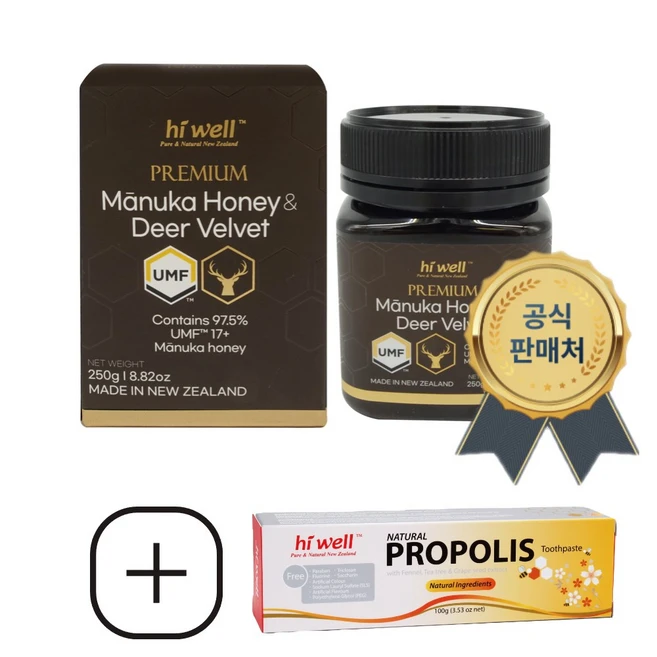 Hiwell Manuka Honey UMF17 deer velvet 250g 녹용꿀, 단품, 1개