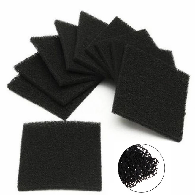 패드 개 스폰지 활성탄 필터 20 함침 시트 에어 블랙 5 범용 폼 10, 10x130x130mm, 10pcs