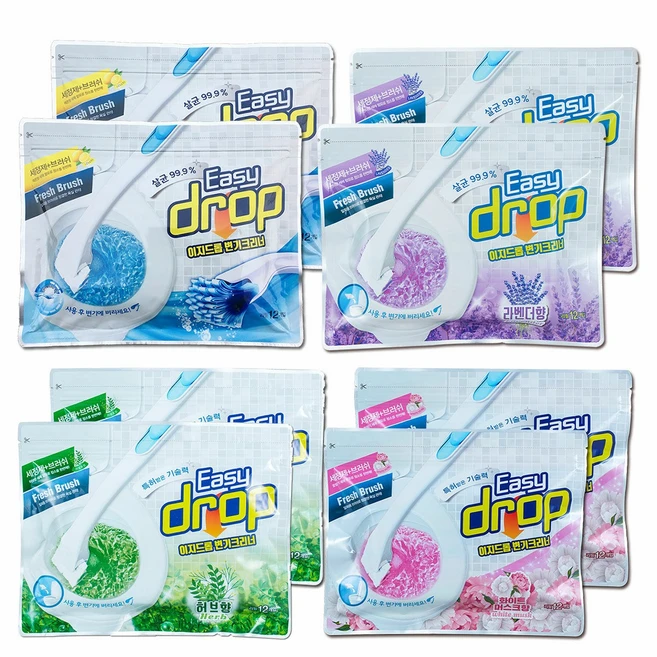 이지드롭 변기클리너 리필브러쉬 8팩(총96개입), 1세트, 80ml