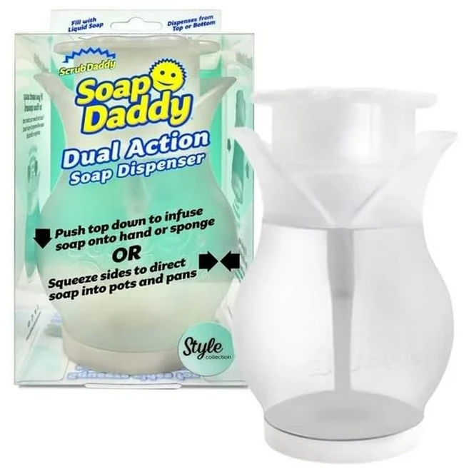 스크럽대디 Scrub Daddy 비누 디스펜서 Soap 듀얼 액션 설거지 액체 세제 리필, 1개, 투명