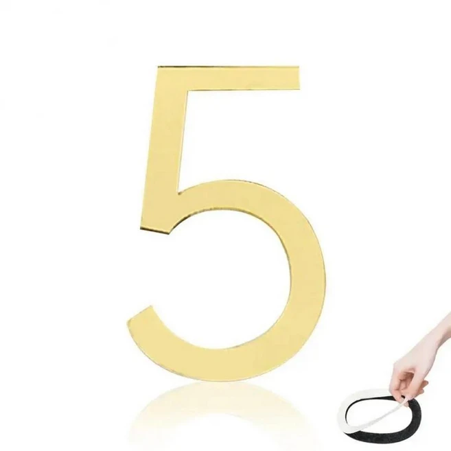 접착식 집 번호 스티커 문짝 플레이트 사인 아크릴 호텔 서랍 라벨 숫자 태그 우편함 주소, 1개, 13. Gold Digits 5