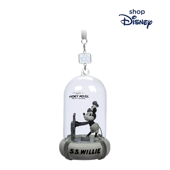 [Disney Store] 2023 디즈니 100주년 미키마우스 스팀보트 윌리 오너먼트 사운드 라이트업 조명 피규어 Steamboat Willie Mickey Mouse